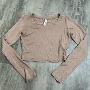Cropped Long Sleeve TShirt Tan Size Small